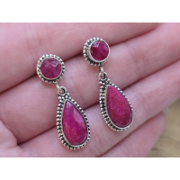  Echt zilveren Robijn oorbel stekers hangende druppel